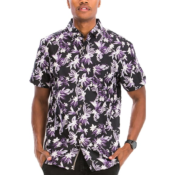 Men Hawaiian Shirt Vacation Short Sleeve Casual Button Down Shirts Summer Beach Shirt