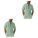 thumbnail image 3 of Camisa de poliéster Minnieouse informal de manga corta transpirable botones Verde 3XL, 3 of 6