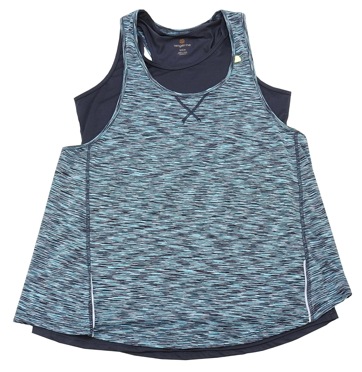 Tangerine Womens Size XXLarge Double Layer Tank Top, Teal/Dark Grey