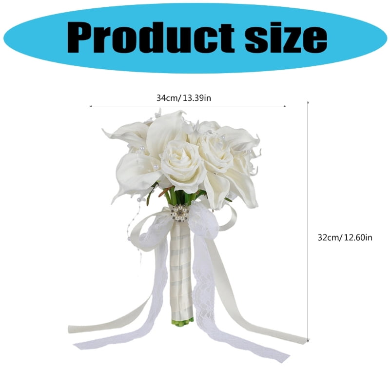 Elegant White Artificial Flower Bouquets For Bridal Party Decorations Gift Silk Calla Lilies Rose Bridal Accessory
