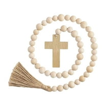 Matoen Easter Basket Stuffers for Kids, Easter Tiered Tray Decor Items,Colorful Wood Bead Garland with Jute Tassel, Rustic Wooden Bead Spring Farmhouse Home Decor