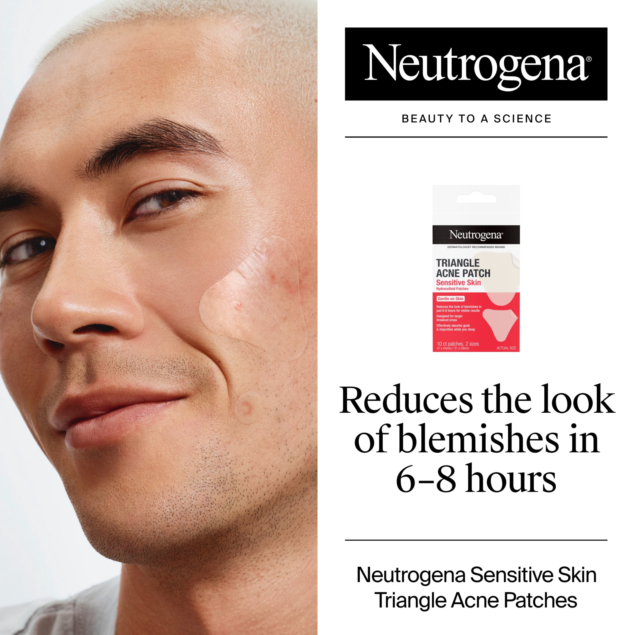 Neutrogena Hydrocolloid Triangle Acne Patches, Sensitive Skin, 10 Count
