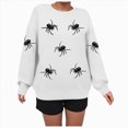 thumbnail image 4 of NOLDARES Halloween Sweatshirts for Women Spider Sweater Cute Spooky Shirt Fall Winter Spooky Pullover Tops,White,XXL, 4 of 6