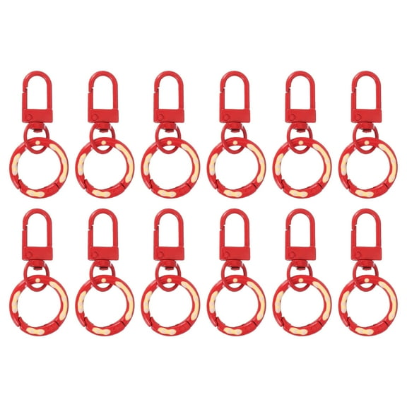 Uxcell 12 Pcs Lobster Claw Clasp, Colorful Metal Keychain Clasp Swivel Hooks with Spring Key Rings Trigger Clips for Bag Door Key Chains DIY Craft Jewelry Making, Donut Red