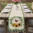 thumbnail image 4 of Spring Eucalyptus Sunflower Table Runner 72 Inches, Farmhouse Birds Rustic Burlap Bed Runner Dresser Scarves Tabletop for Indoor Outdoor Parties/Ceremony/Banquet, 18" x 72", 4 of 8