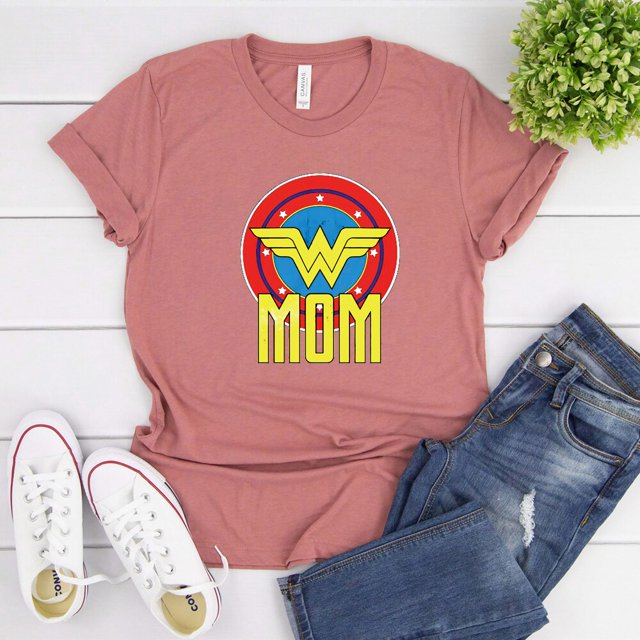 Wonder Mom T-Shirt Superhero Inspired Tee Wonder- Woman Shirt Mama Life Shirts Best Mom Ever Mother's Day GiftXXXL Gao Jinjia LED