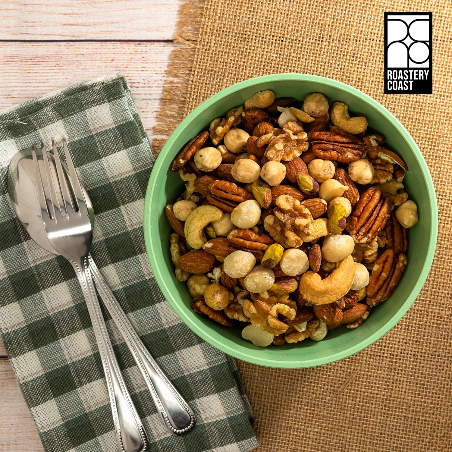 Roastery Coast Original Mixed Nuts | 7 Tree Nut Mix | Almonds, Cashews, Hazelnuts, Pecans, Macadamias, Pistachios, Walnuts (48 oz)