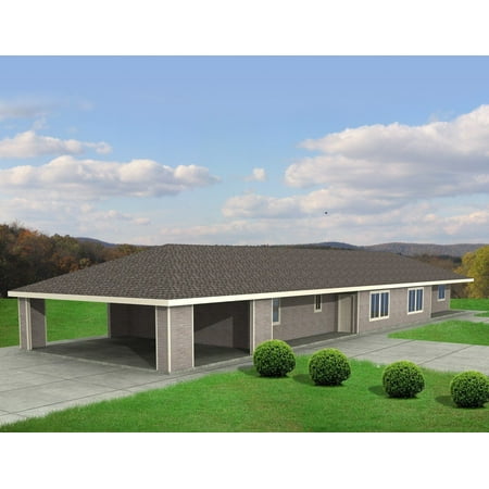 001-3197: Duplex Contemporary 4 Bed, 4 Bath Luxury Home Plan, 2414 Sq Ft: Full Blueprints with License to Build by Home Plan Marketplace - Lesuto