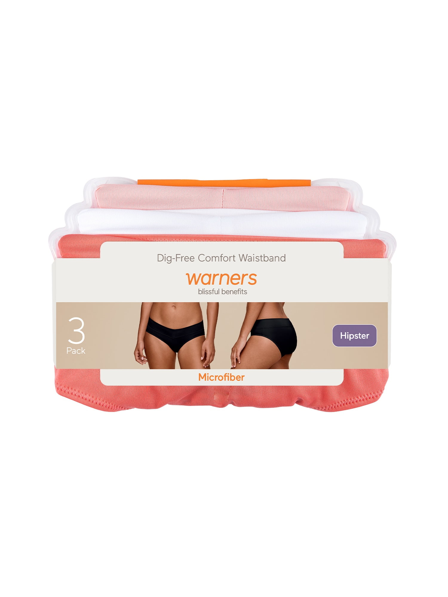 Warners® Blissful Benefits Women's Dig-Free Comfort Waist Microfiber 3-Pack Hipster