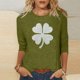 thumbnail image 1 of TaTaai Women Crew Neck 3/4 Sleeve St. Patrick's Print Black Loose Top Casual T-Shirt Ladies Spring Gathering Wear Lightweight Breathable Non-See-Through No Fading Top Gift, 1 of 7