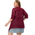 thumbnail image 4 of Plus Size Draped Shawls for Women Lightweight Open Front Lace Cardigans Burgundy 4X, 4 of 5