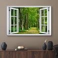 thumbnail image 2 of wall26 Canvas Print Wall Art Window View Neon Green Springtime Forest Path Trail Wilderness Nature Photography Realism Scenic Landscape Colorful Multicolor for Living Room, Bedroom, Office - 12", 2 of 5