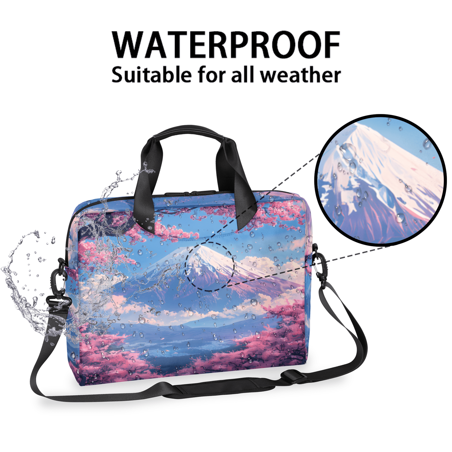 Herdesigns Asian Japanese Laptop Bag for Women Men, Computer Case Briefcase Messenger Bags, 15-15.6 inch Laptop Sleeve Shoulder Bag
