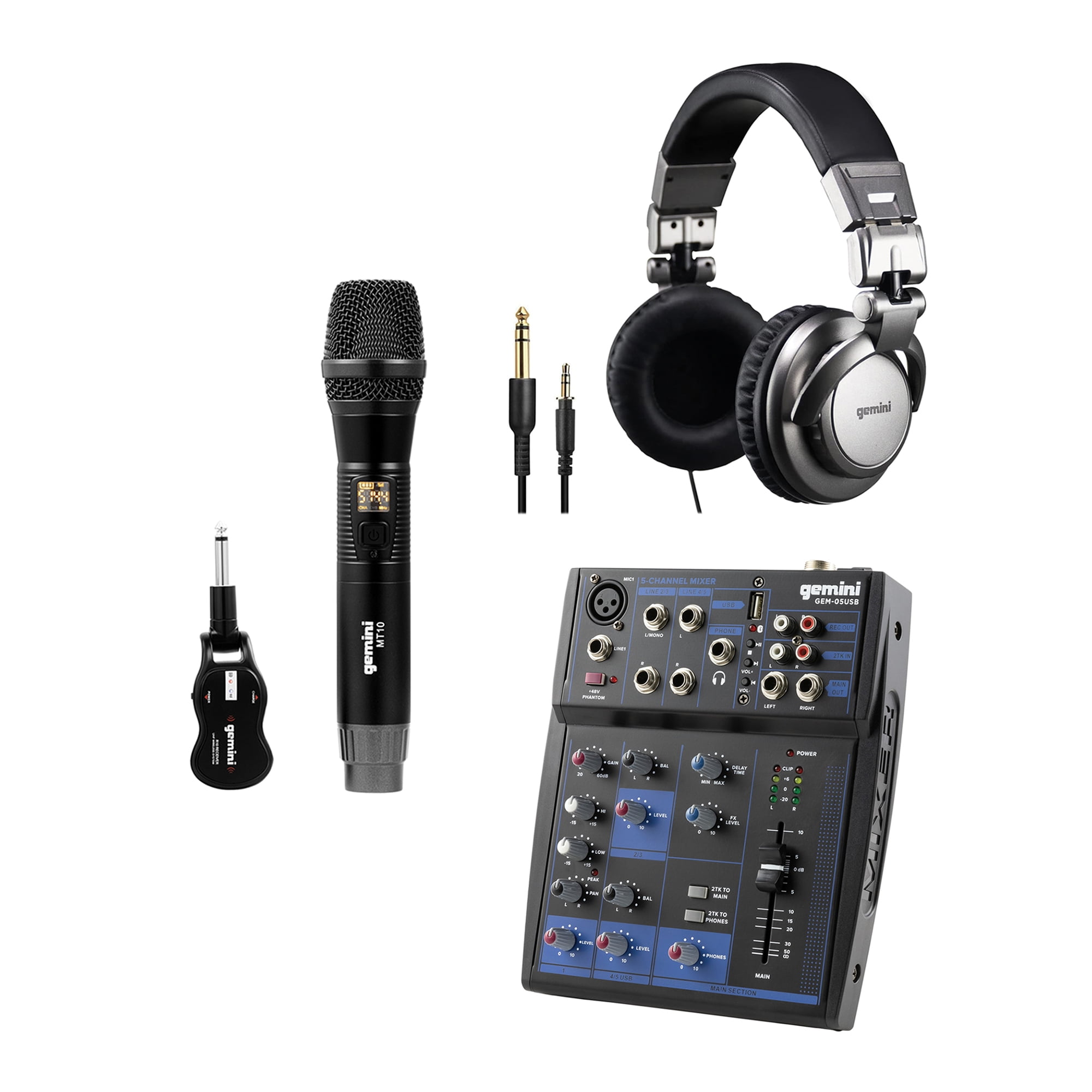 Gemini Compact Bluetooth Audio Mixer (GEM-08USB, 8 Channels) & DJX