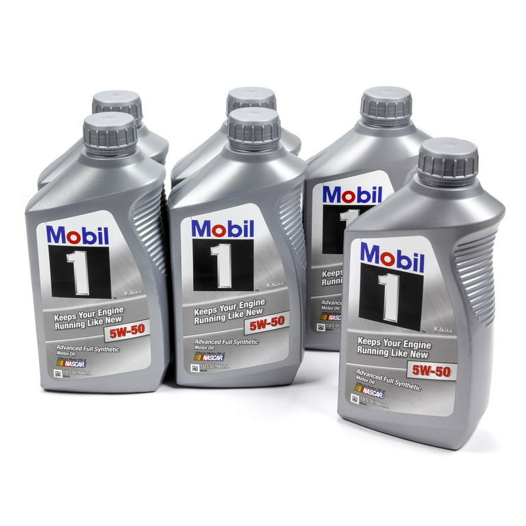 Mobil 1 Synthetic Motor Oil 5W-50, 6 Pack, Compatible with Various