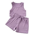 thumbnail image 3 of MEZZALL Girls Summer Outfits 2PCS Sets Toddler Baby Casual Sports Tank Tops Elastic Waist Solid Color Shorts Playwear Beach School Yoga Party Outfits For Dailywear Stylish / 2-3 Years, 3 of 9
