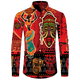 thumbnail image 4 of Camisa de manga larga informal con cuello vuelto y botones con estampado africano Dashiki para hombre, ropa de calle de moda, tops de tendencia, ropa para hombre, 4 of 4