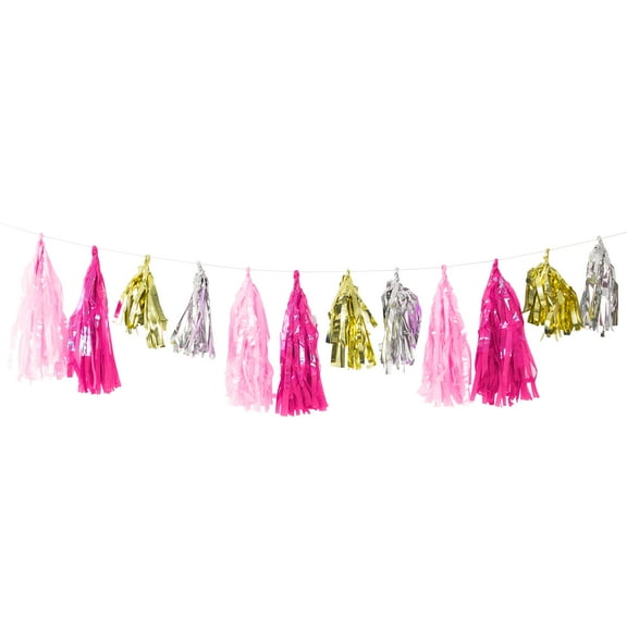 Pink and Gold Tassel Banner 9 ft by Way to Celebrate
