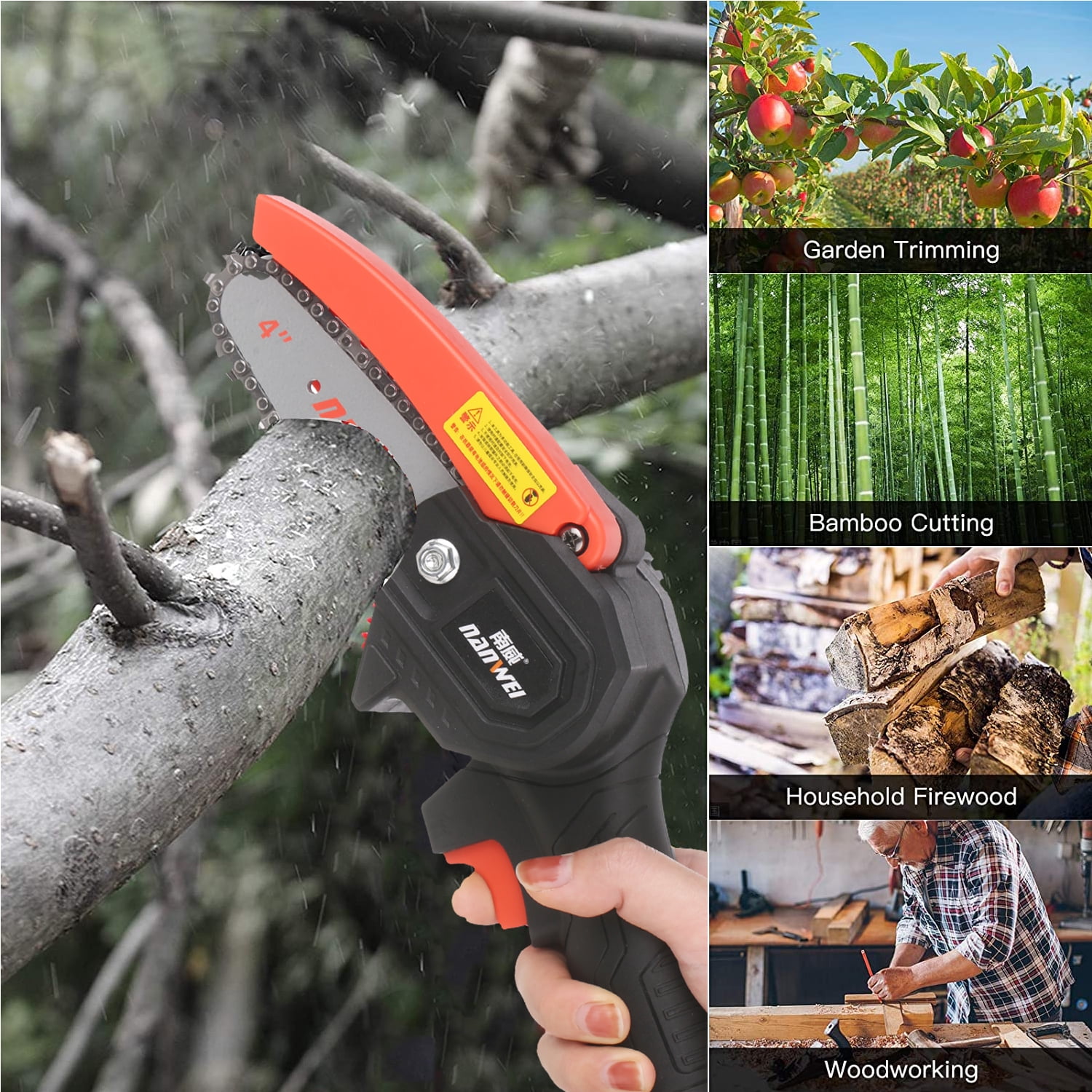 Walmeck 21V Mini Cordless Chainsaw 4 