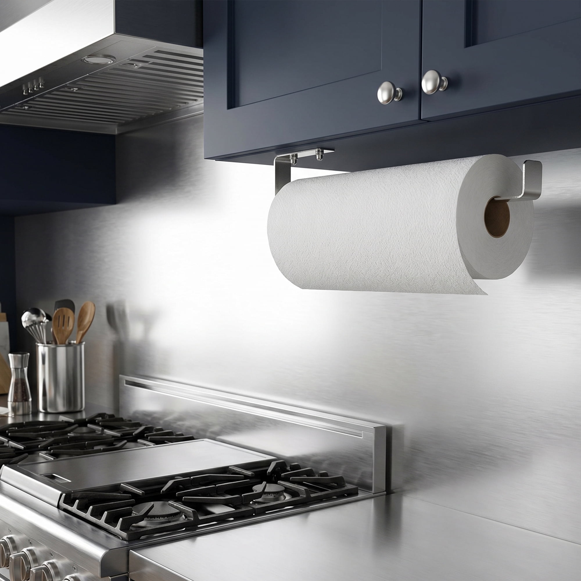 Unique Bargains Stainless Steel Wall Mount Paper Towel Holder Silver 12.2x0.8inch