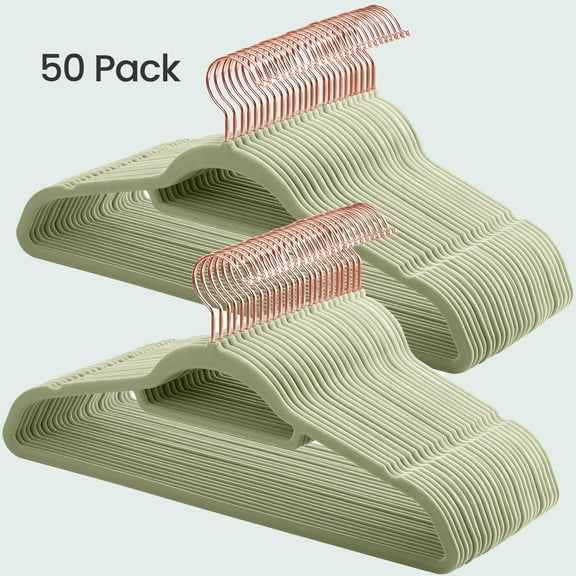 50 Pack Velvet Hangers Clothes Hanger with Swivel Hook Non-Slip for Coat Shirt Dress Pants Tie Lime Green