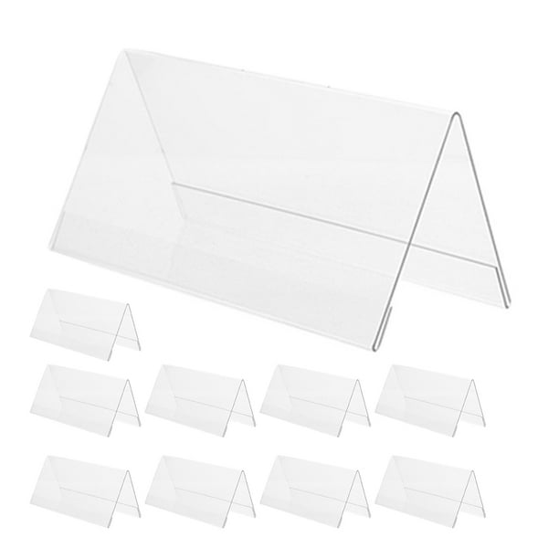 10 soportes acrílicos en blanco para letreros acrílicos resistentes a caídas, tarjetas de lugar y letreros