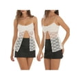 thumbnail image 6 of Gureui Women Summer Lace Slim Cami Tops Front Mini Bowknot Spaghetti Strap Vest Slit Hem Camisole, 6 of 8