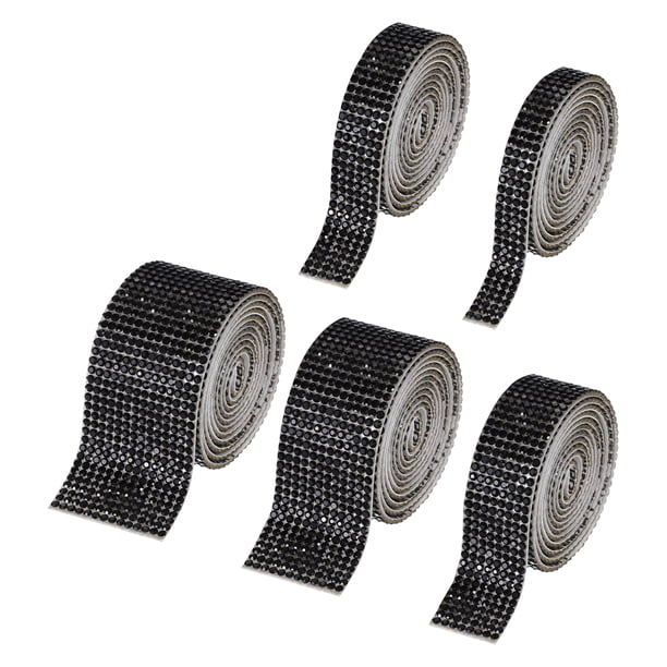 Tiras de strass autoadhesivas Uxcell con strass de 2 mm, 5 yardas para manualidades, 5 rollos (negro)