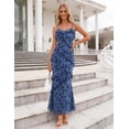 thumbnail image 4 of Merokeety Womens Summer Dresses Floral Spaghetti Deep V Neck Backless Asymmetric Maxi Dress Dustyblue xl, 4 of 9