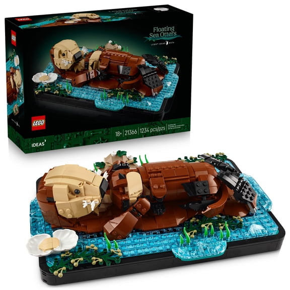 LEGO Ideas Floating Sea Otters Building Sets for Adults - Room or Office Decor for Women & Men, Ages 18  - Gift Ideas for Birthday - 21366