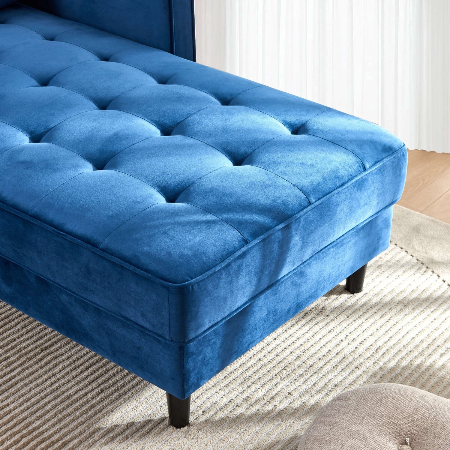 Gewnee Mid-Century Modern Chaise Velvet Lounge Couch Sofa with Pillow For Bedroom,Living Room,Department