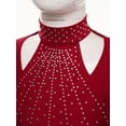 thumbnail image 5 of Hansber Kids Girls Dance Outfits 2-Piece Sleeveless Rhinestones Cutout Mock Neck Crop Top with Shorts Set Burgundy 14, 5 of 7