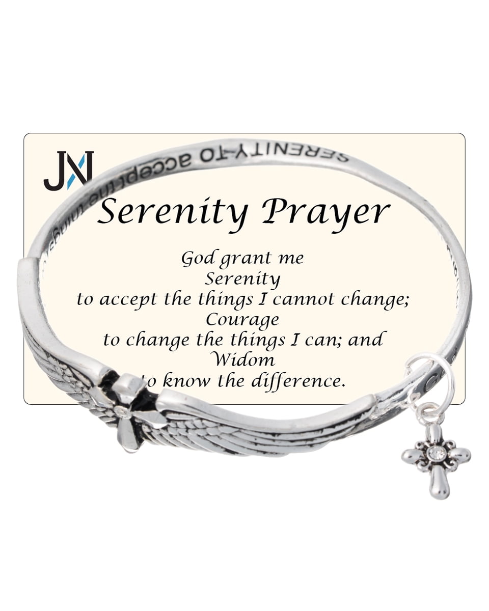 The Serenity Prayer Engraved Angel with Cross Charm Twist Bangle Bracelet by Jewelry Nexus - Walmart.com