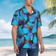 thumbnail image 3 of Pofeuu Blue Butterflies Print Hawaiian Shirt for Men Sleeves Casual Button Down Summer Beach Dress Shirts T-Shirts,XX-Large, 3 of 7