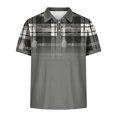 thumbnail image 4 of BiZtdJrK Sales of The Day, Men's Casual Polos Shirts 2025 Fashion Plaid Print Golf Tennis Tops Short Sleeve Button Lapel Tees Shirt Big and Tall Blouse Gray XXXL, 4 of 6