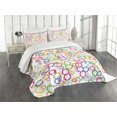 thumbnail image 3 of Ambesonne Summer Quilted Bedspread Set 3 Pcs, Colored Geometric Circle, King Size, Lavender Salmon, 3 of 5