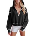 thumbnail image 2 of GEWSEY Women's 2025 Fall Hooded Sweatshirts Long Sleeve Half Zip Cropped Hoodies Pullover Winter Fashion Clothes (Black, L), 2 of 6