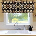 thumbnail image 6 of Brown Geometric Window Valance for Kitchen, Vintage National Style Rod Pocket Short Curtain for Small Windows, Light Filtering Decorative Valance, 60 x 18 Inch, 1 Panel, 6 of 9