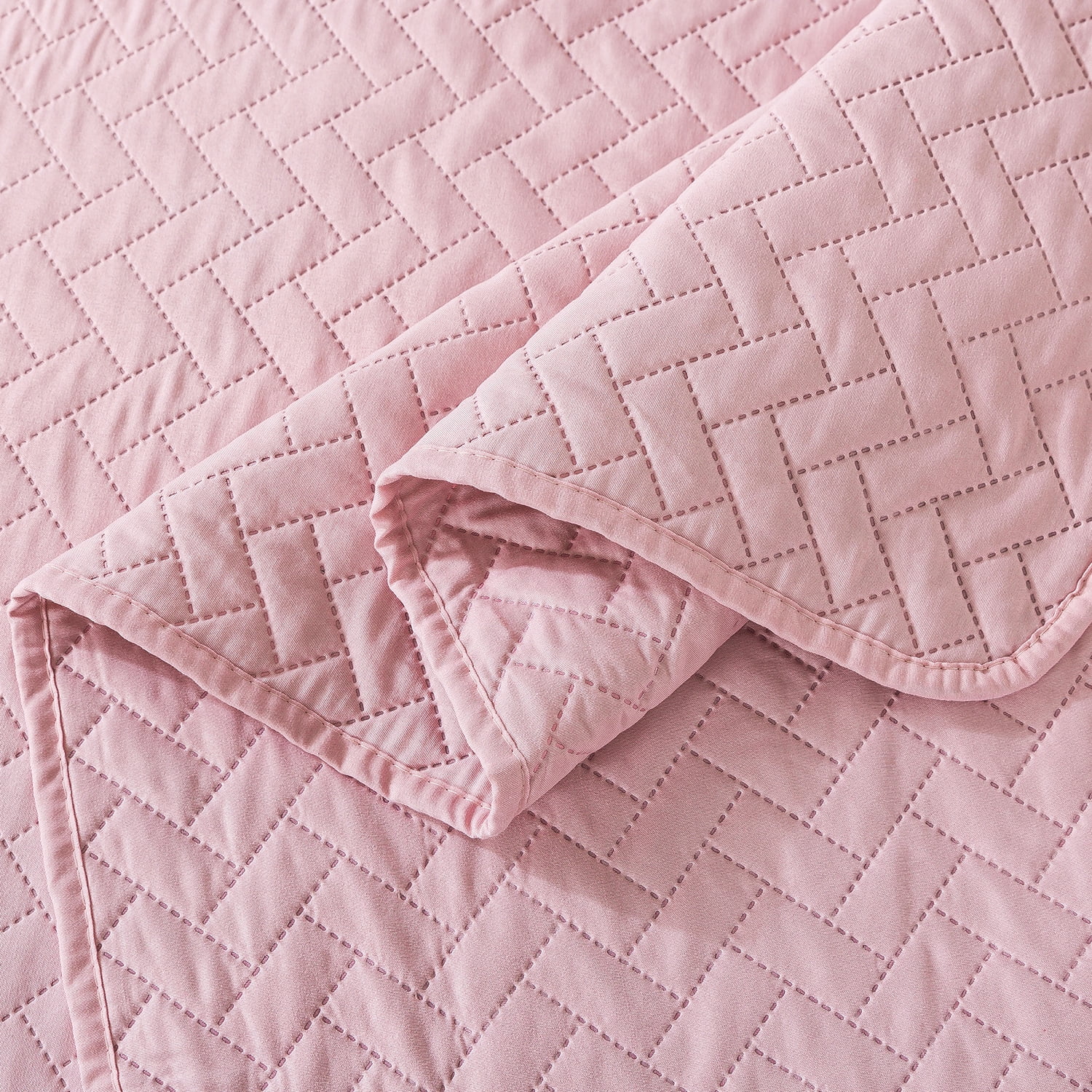 JML Quilt Set King Size Lightweight Bedspread, Soft Summer Quilt Bedding Set Coverlet for All Seasons with 3 Piece (1 Quilt, 2 Pillow Shams), Pink
