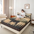 thumbnail image 4 of Homewish Boys Girls Woodland Wildlife Deer Full Size Sheets 4-Piece,Vintage Lodge Cabin Breathable Bed Sheets,Farmhouse Animal Lightweight Sheet Sets,Microfiber Bedroom Decor, 4 of 7