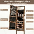 thumbnail image 6 of Giantex Mirror Jewelry Cabinet, Standing Jewelry Armoire Organizer w/ Full-Length Mirror & 20 Warm Lights, Brown, 6 of 9
