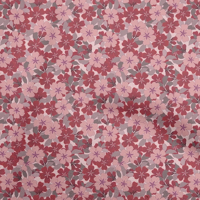 oneOone Tissu Georgette Viscose Rouge Floral Rétro Fournitures de Courtepointe Imprimé Tissu de Couture au Mètre 42 Pouces de Large