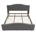 thumbnail image 2 of Simzone King Tufted Upholstered Platform Bed Frame with Diamond Headboard and Footboard, Velvet Platform Bed Raised Wing Back Headboard, Wood Slat, Gray, 2 of 6