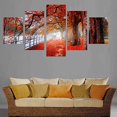 thumbnail image 2 of Hd Prints Modular Canvas Pictures 5 Pieces Red Trees Forest Paintings Deciduous Street View Home Decor Wall Art Poster Work, 2 of 6