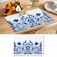 thumbnail image 6 of Blue Botanical Placemats Set of 12 Spring Floral Leaf Watercolor Place Mats Indoor Wipeable Table Mats Washable Cloth Dining Table Placemats for Kitchen Holiday Party Home Decor 13x19 Inch, 6 of 9
