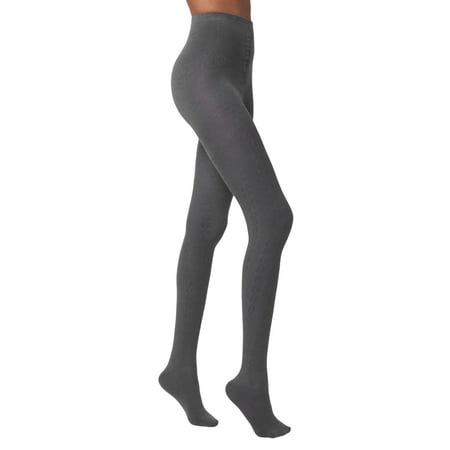 HUE Women's Sweater Tights Grey Cable Small - Medium