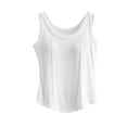 thumbnail image 2 of Elvqul Womens Tank Tops Cotton White Pullover Padded Crew Neck Basic Plain Sleeveless Tops, 2 of 5