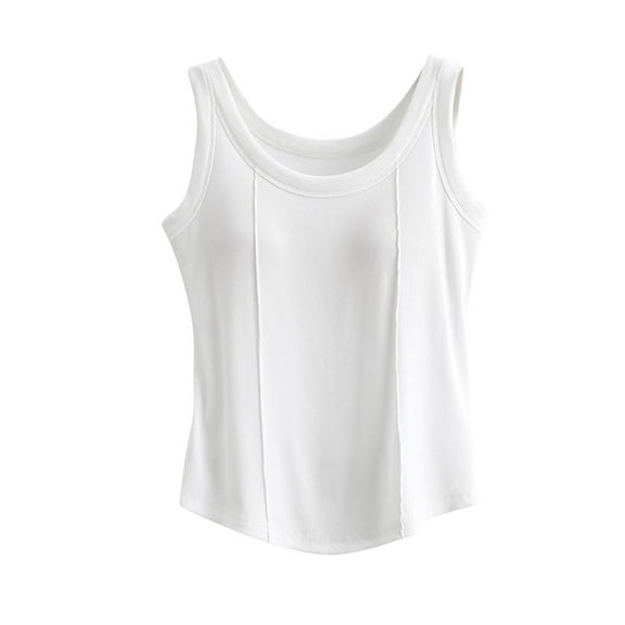 fatyb Womens Cotton Tank Tops with Built in Bra Sleeveless Crop Tops Casual Comfy Padded Undershirts