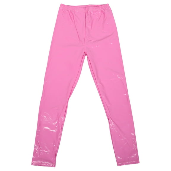 OUNONA 1Pc Fitted Pink Pu Pants High Waist Slim Fit Tummy Control Women Trousers