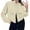 Beige, variant on Women's Fall Varsity Bomber Jackets Long Sleeve Cropped Button Down Casual Coat with Pockets Fashion Outerwear
